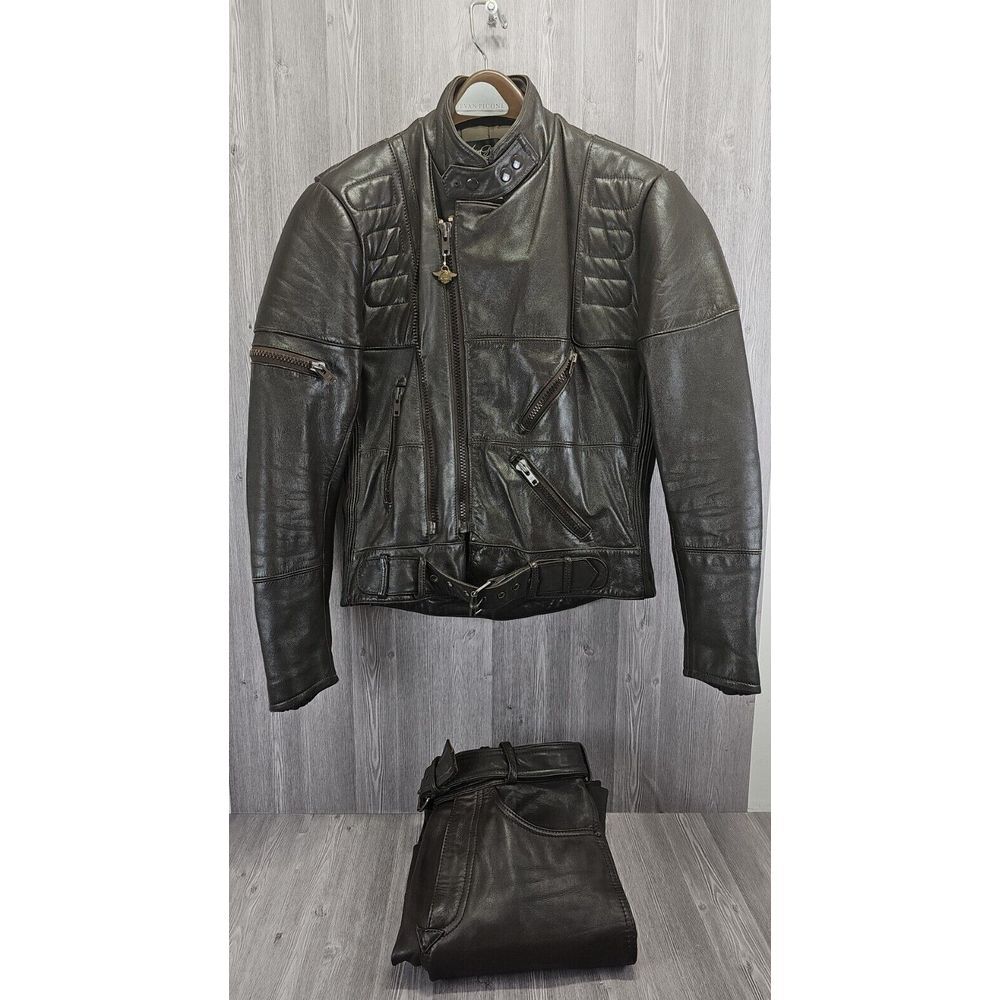 Vintage Harley Davidson-Hein Gericke Leather Motorcycle Jacket Pants Suit Men 38